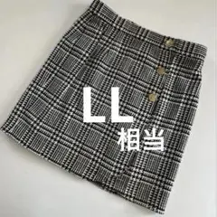 【実寸LL相当】レトロ　クラシック　グレンチェック柄　ミニラップスカート