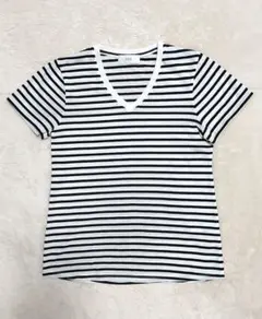 AZULBYMOUSSY アズールバイマウジー Vネック Tシャツ L ボーダー