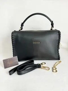 BONIA ボニア 2WAYハンドバッグ ショルダーバッグ レザー 革 黒
