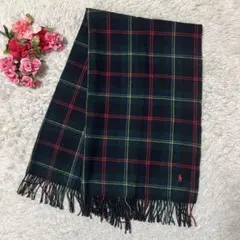 ラルフローレンホーム　大判ストール　膝掛け　マフラー　チェック　グリーンネイビー