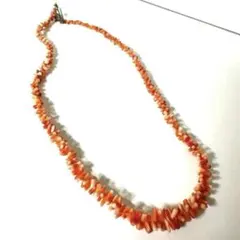 ヴィンテージ ピンクコーラル ネックレス シルバー刻印 レトロ