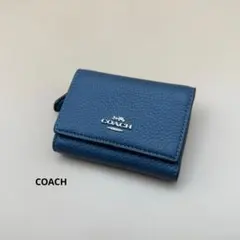 美品 COACH コーチ 三つ折り財布 ネイビー ブルー系のサムネイル