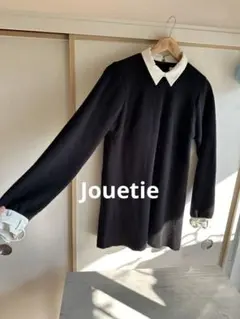 jouetieトップス 黒ワンピース 白襟 ベルト付き袖