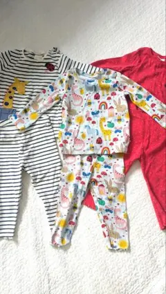 next baby カラフル動物柄　9-12month 　3点セット