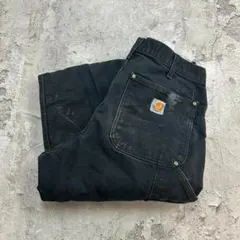 USA製　カーハート　ゴールデンサイズ　ダブルニー　ペインターパンツ　黒　W32