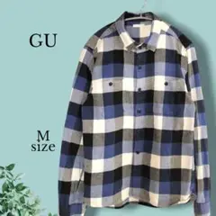 ジーユー GU メンズシャツ チェック ネルシャツ シャツジャケット M
