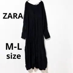 ZARA ザラ バルーンワンピース 黒 Vネック ロング ゆったり