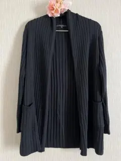 アナイANAYI ブラック リブ編み カーディガン　38