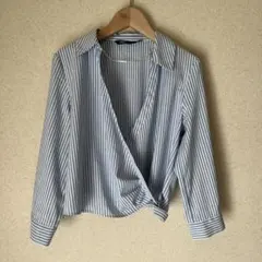 ZARA ストライプ カシュクール ブラウス 長袖