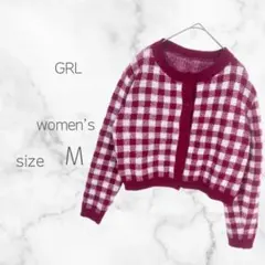 ⭐︎グレイル⭐︎ チェック柄ニットカーディガン 前開きボタン ポリエステル