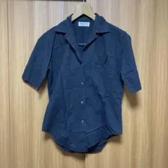 Lady Manhattan シャツ ブラウス 半袖 レトロ ビンテージ 黒 L