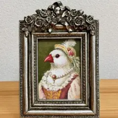 き*み様 手描き アクリル画 文鳥 貴族 絵画 鳥 インテリア アンティーク調 手描き アクリル画 文鳥 貴族 絵画 鳥 インテリア アンティーク調