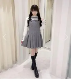 evelyn エブリン チェックプリーツOP