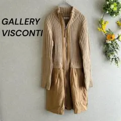 ビスコンティ 2素材ワンピース フェミニン フルジップ 袖口リボン ひざ丈程度