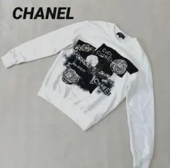 香奈兒運動衫 山茶花 雙C標誌 9成新 S號 白色