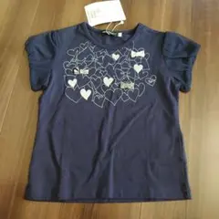 Bebe ネイビー ハートとリボンのTシャツ 110cm