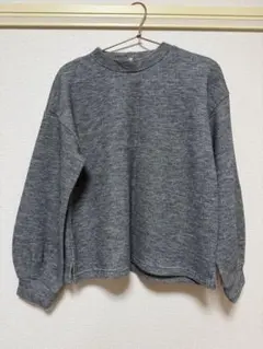 リブ編みグレー長袖セーター Lサイズ