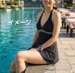 美品✨️ホルターネックドットセパレート水着ブラックワンピースタンキニ9号のサムネイル