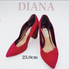 ✨美品✨ DIANA ダイアナ パンプス 23cm スエード 太ヒール 赤