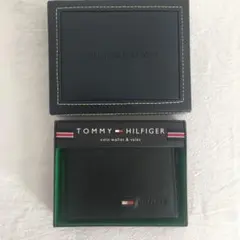 トミーヒルフィガー 財布 メンズ 2つ折り 折財布 コンパクト レザー ブラック