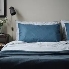 未使用 IKEA ドヴァーラ 枕カバー ブルー 50x60 2枚入り