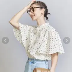 BEAUTY&YOUTH ドット バタフライスリーブ ブラウス 半袖
