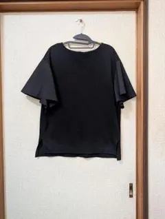 23区44 フレア袖 ブラウス カットソー ブラック 半袖XXLのサムネイル