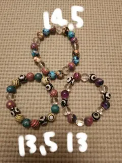 カラフルビーズの手作りブレスレット3個セット