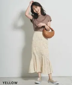 フラワーリーフ柄マーメイドスカート