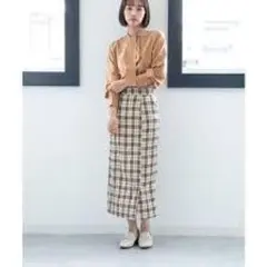 未使用　ナノユニバース　タイト　ロングスカート　チェック柄