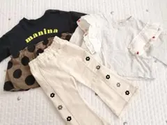 バースデイ トップス トレーナー ロンT フレア パンツ ハート 花 刺繍