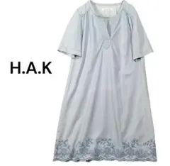 H.A.K ハク デニム 刺繍 半袖 ワンピースのサムネイル