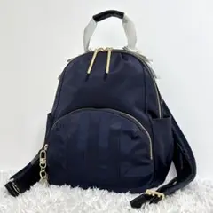 【美品】 ランバンオンブルー エコール リュックサック Mネイビー