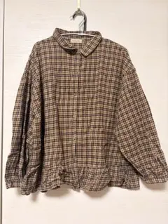 Samansa Mos2 チェック柄裾フリルブラウスのサムネイル