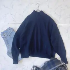 アーバンリサーチドアーズ ハミルトン ハイネック プルオーバーニット ネイビー