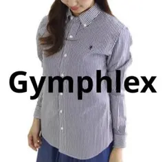 Gymphlex ボタンダウンストライプ長袖シャツ　ワンポイント刺繍　羽織り