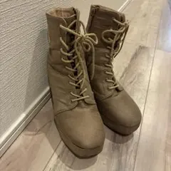 ラ*ス様 ベージュレースアップヒールブーツM(23.0〜23.5cm)使用期間1