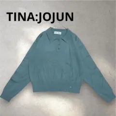 TINA:JOJUN/ティーナジョジュン ポロニット ブルー 襟付き M
