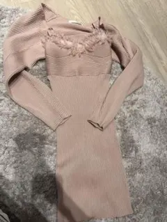 ロイヤルパーティ　リブニット　フェザー　ワンピース