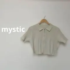 mystic ミスティック ダブルジップ襟付き半袖リブニット アイボリー F
