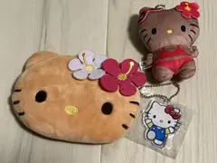 ハローキティ 一番くじ　顔形ポーチ 日焼けキティ　ガチャガチャ おまけつき