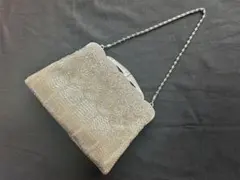 アンティーク風 アイボリービーズ刺繍バッグ クラッチバッグ 和装着物パーティー