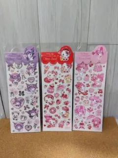 飴丿森ふみか　サンリオふち箔クリアシール3枚セット 【クロミ、キティ、マイメロ】