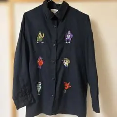 ライムインク TUNAGI長袖シャツ ブラック 刺繍入り フリーサイズのサムネイル