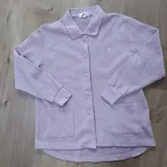 薄紫リブ編みカーディガン M〜Lサイズ シニア向け