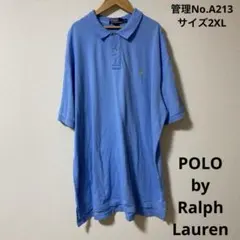 メンズ　水色 ポロシャツ 刺繍ロゴ付き　POLO by Ralph Lauren