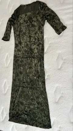 ワンピース　深緑　ベロア　インナー付き