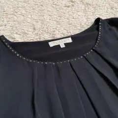 レディース　ビジュー付きシースルーブラウス　M〜L ブラック　黒