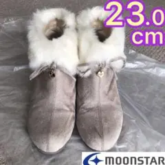 23.0 ガールズ ショートブーツ ベージュ 冬靴 moonstar