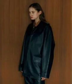 soerte Stand collar leather jacket size2